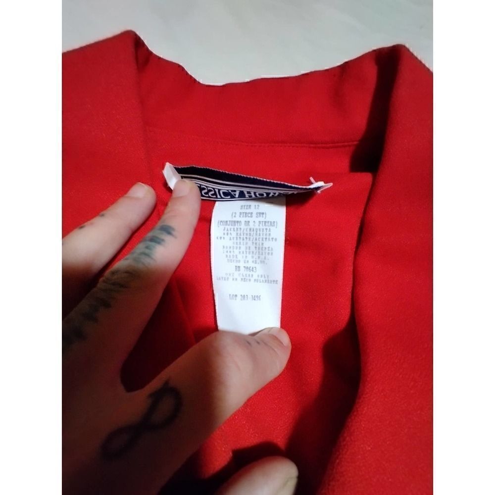 JESSICA HOWARD VINTAGE LOUNGE TOP RED WITH BLACK TRIM ORIENTAL SIZE 12 - Picture 5 of 5